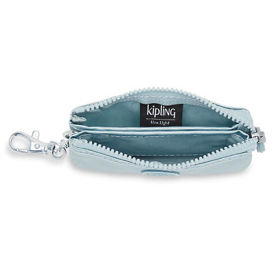 Kipling Creativity Mini Metallic Pouch Keychain Bags Pearl Teal Metallic | CA 2099TC